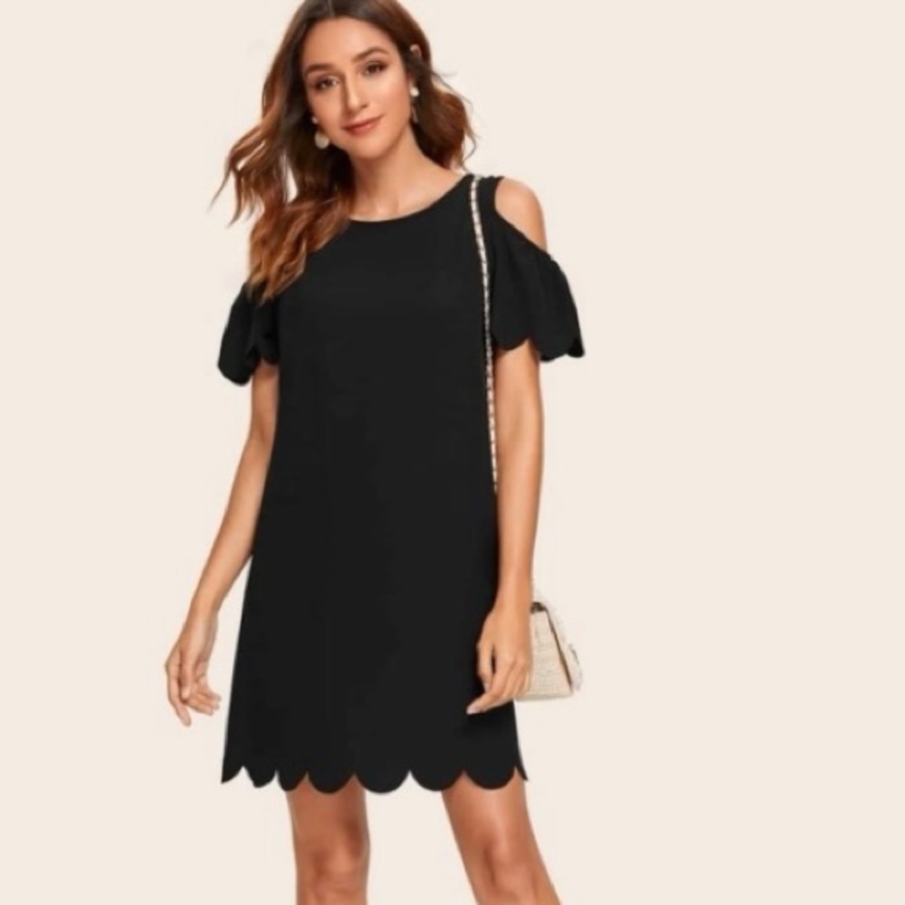NWOT SHEIN Scallop Cold Shoulder Dress Sz Large